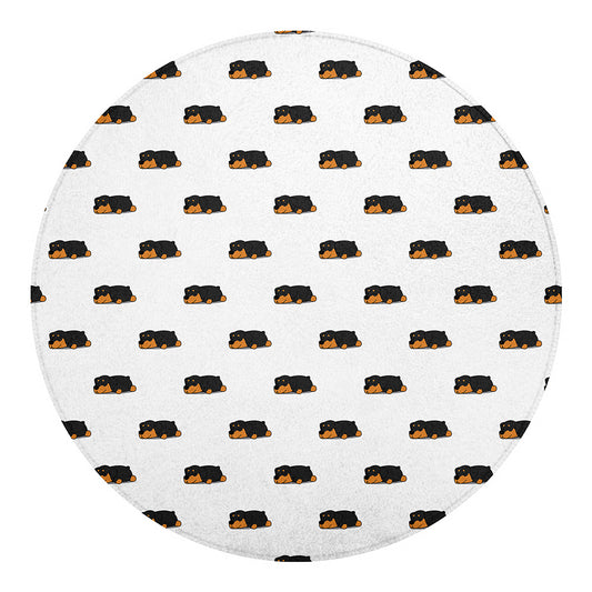 Sleeping Rottweiler Pattern Print Round Blanket