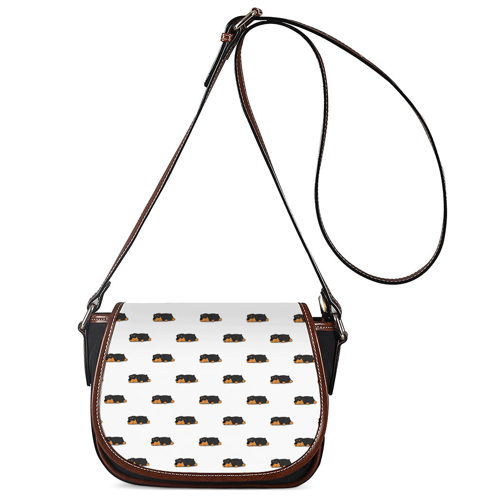 Sleeping Rottweiler Pattern Print Saddle Bag