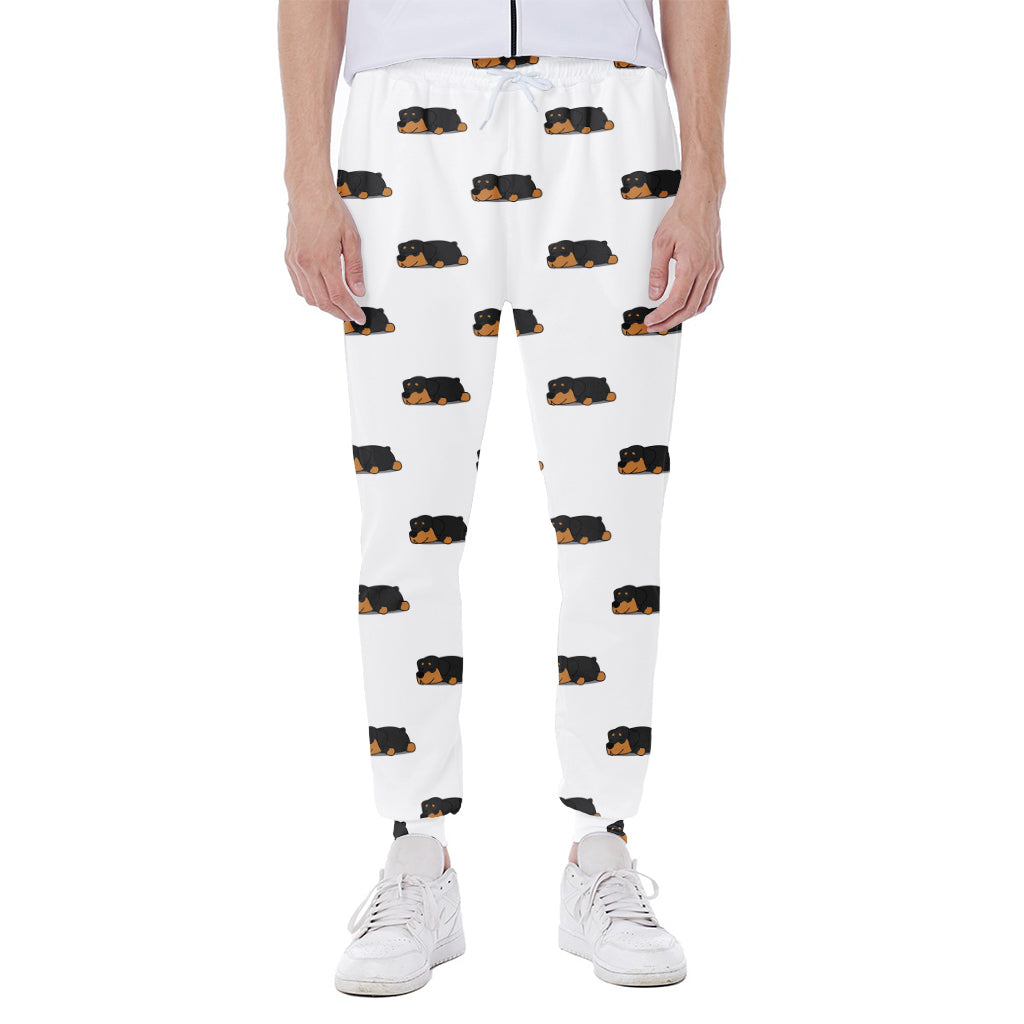 Sleeping Rottweiler Pattern Print Scuba Joggers