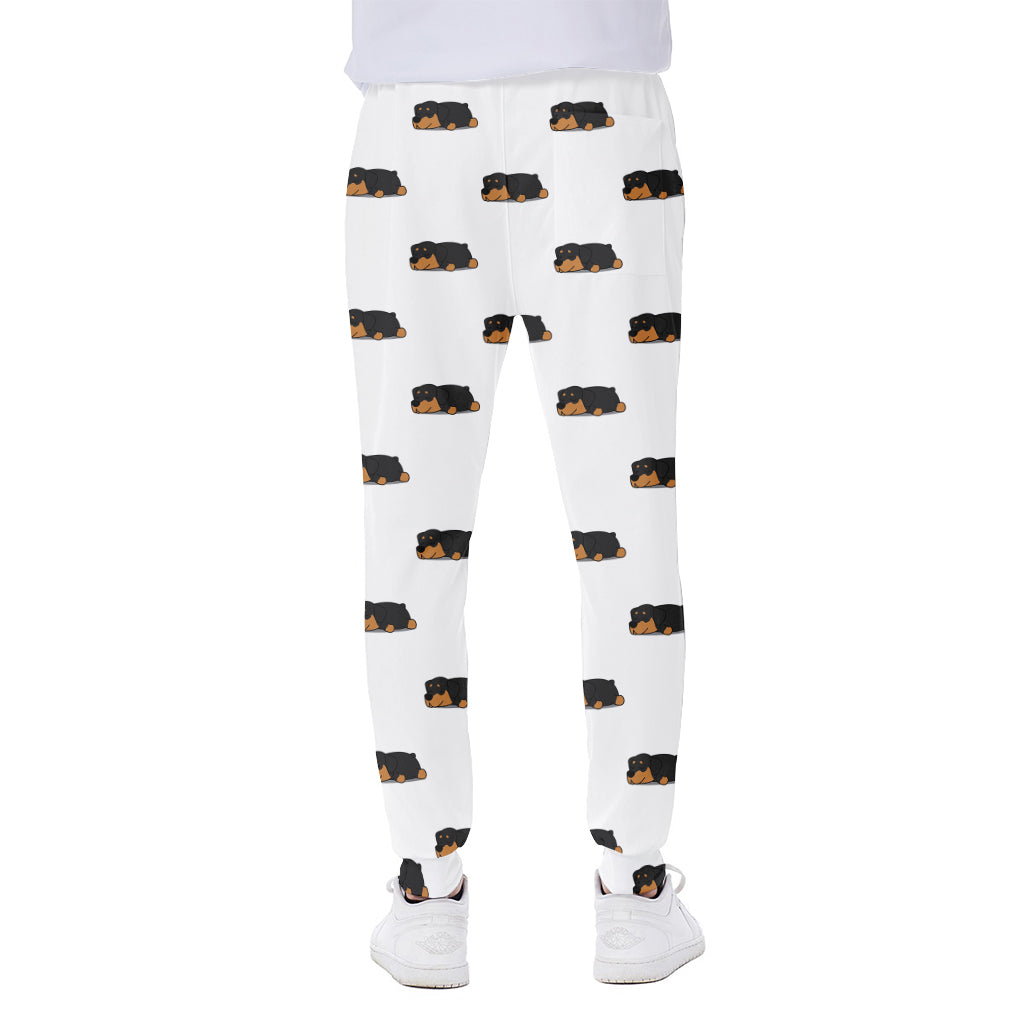 Sleeping Rottweiler Pattern Print Scuba Joggers
