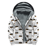 Sleeping Rottweiler Pattern Print Sherpa Lined Zip Up Hoodie