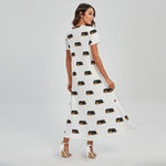 Sleeping Rottweiler Pattern Print Short Sleeve Maxi Dress