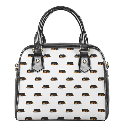 Sleeping Rottweiler Pattern Print Shoulder Handbag