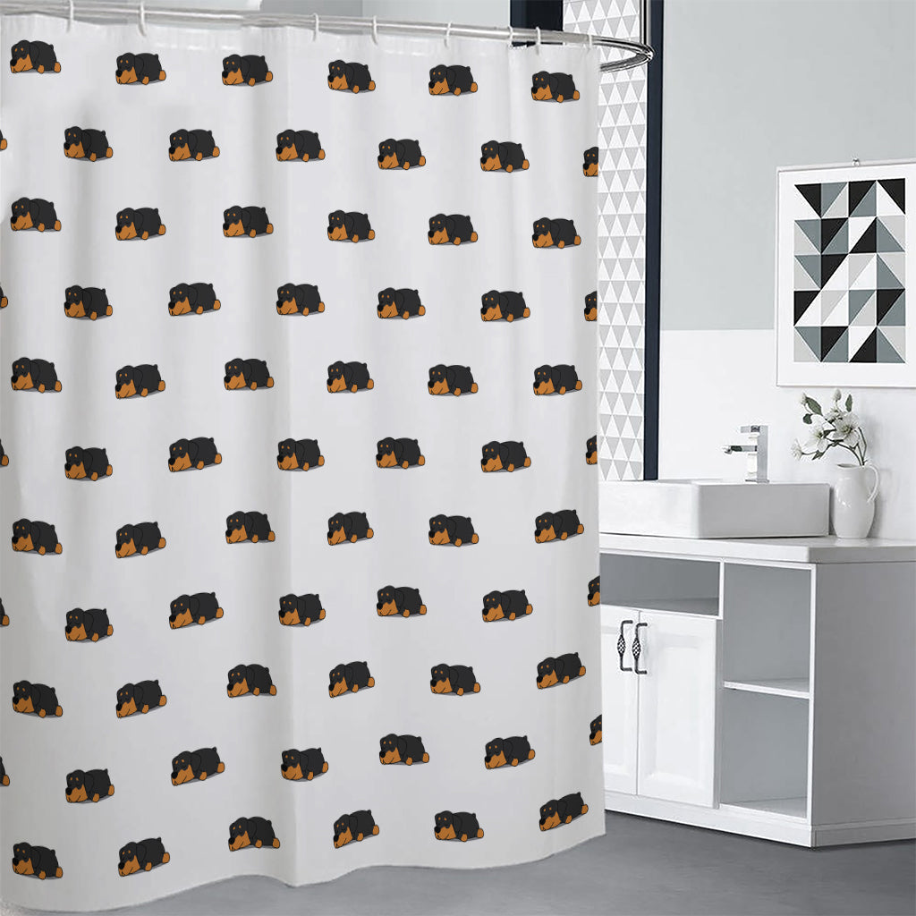 Sleeping Rottweiler Pattern Print Shower Curtain