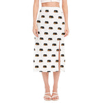 Sleeping Rottweiler Pattern Print Side Slit Midi Skirt