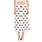 Sleeping Rottweiler Pattern Print Side Slit Midi Skirt