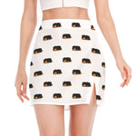 Sleeping Rottweiler Pattern Print Side Slit Mini Skirt