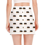 Sleeping Rottweiler Pattern Print Side Slit Mini Skirt