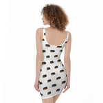 Sleeping Rottweiler Pattern Print Sleeveless Bodycon Dress