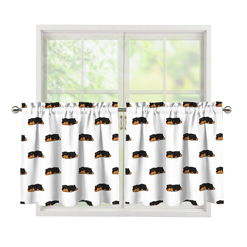 Sleeping Rottweiler Pattern Print Tier Curtains