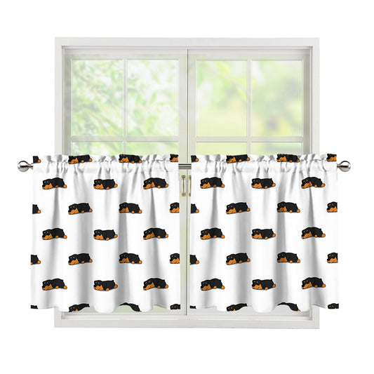 Sleeping Rottweiler Pattern Print Tier Curtains