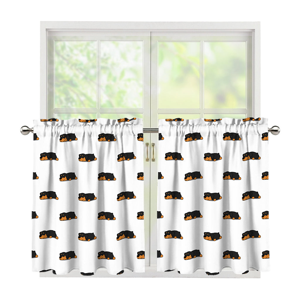 Sleeping Rottweiler Pattern Print Tier Curtains