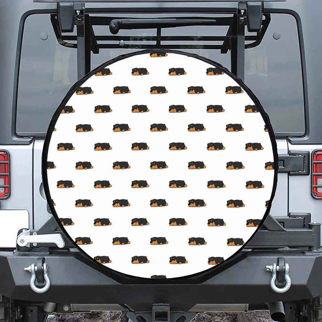 Sleeping Rottweiler Pattern Print Tire Cover