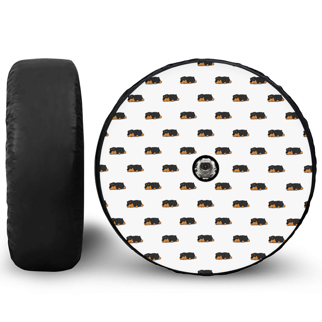 Sleeping Rottweiler Pattern Print Tire Cover With Camera Hole