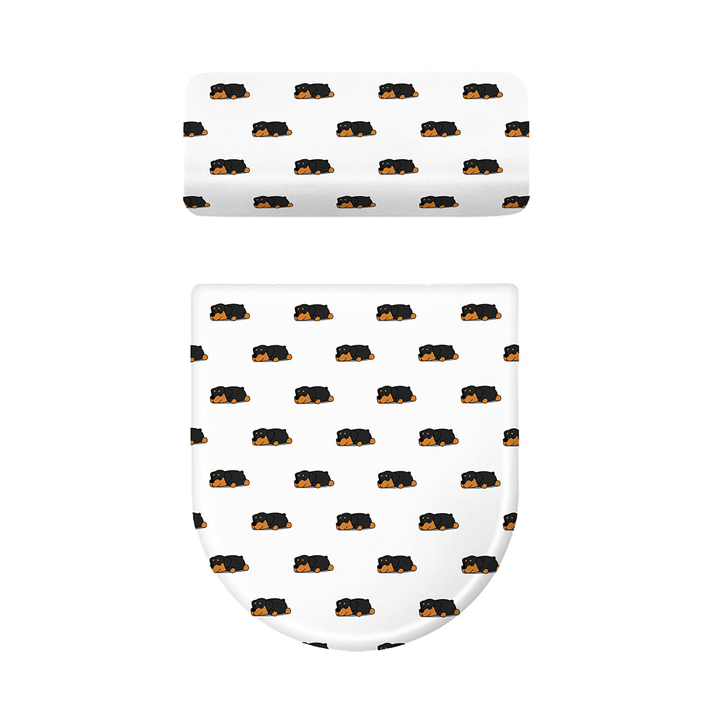 Sleeping Rottweiler Pattern Print Toilet Lid And Tank Cover Set