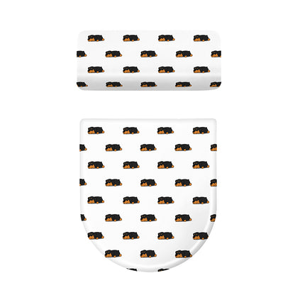 Sleeping Rottweiler Pattern Print Toilet Lid And Tank Cover Set