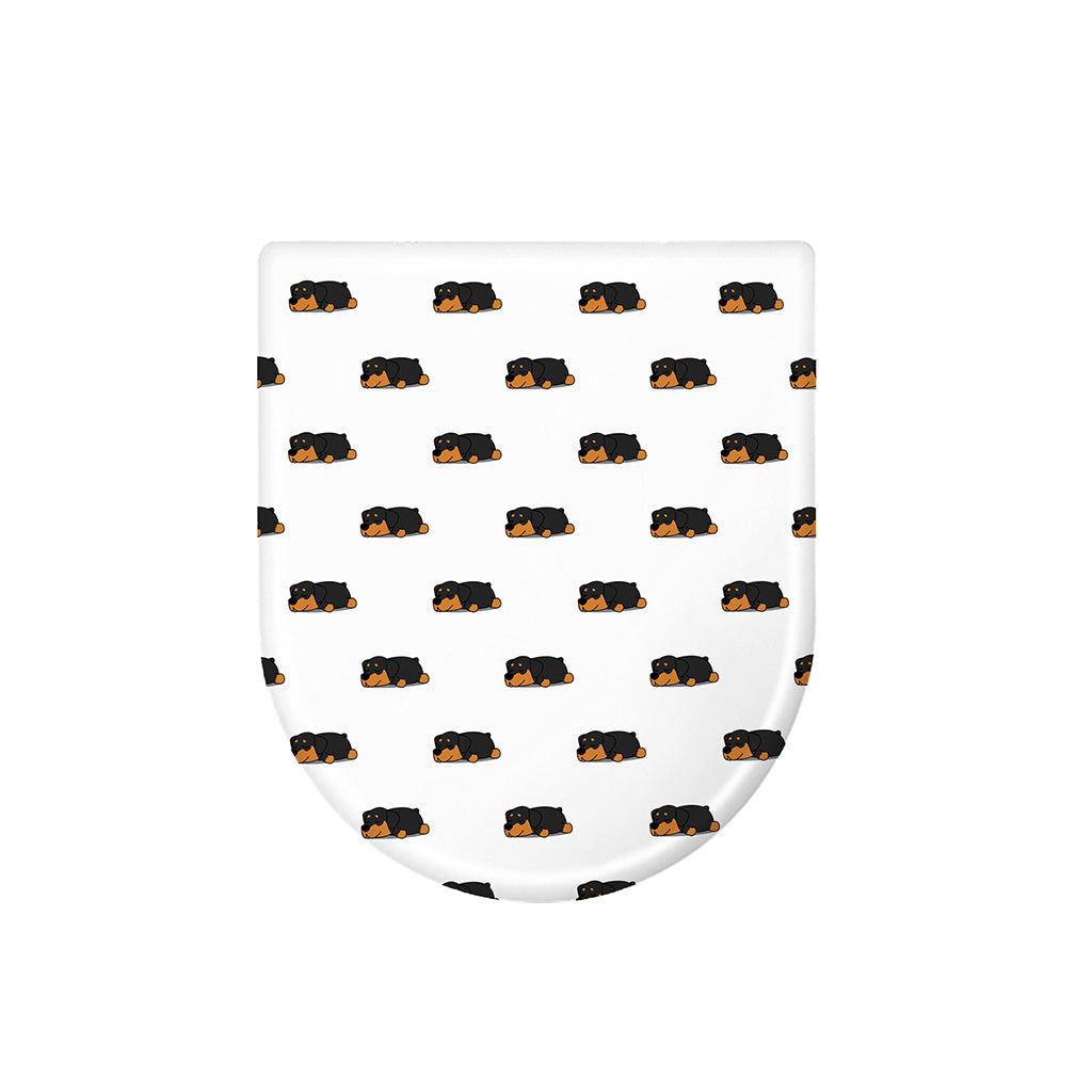 Sleeping Rottweiler Pattern Print Toilet Lid Cover