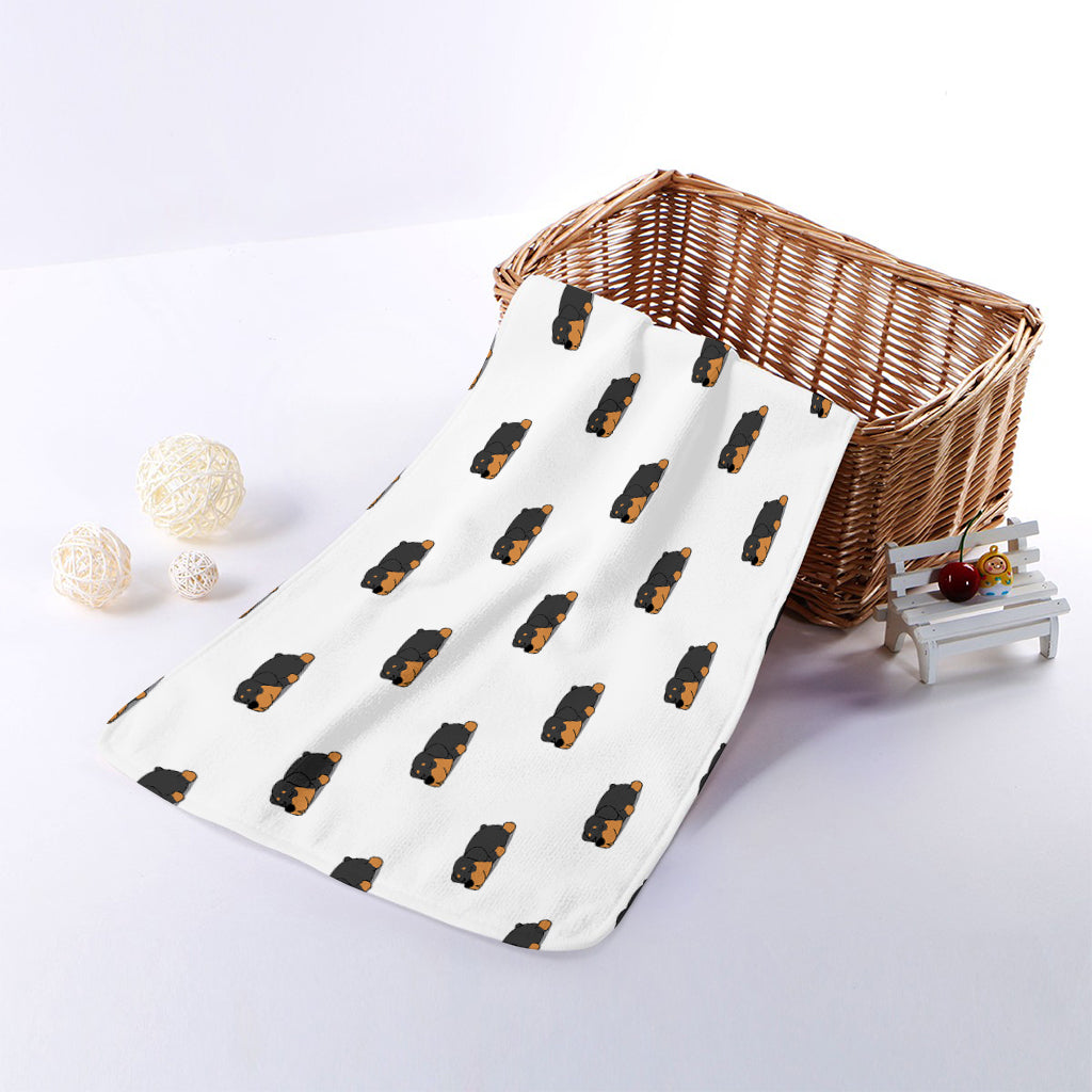 Sleeping Rottweiler Pattern Print Towel