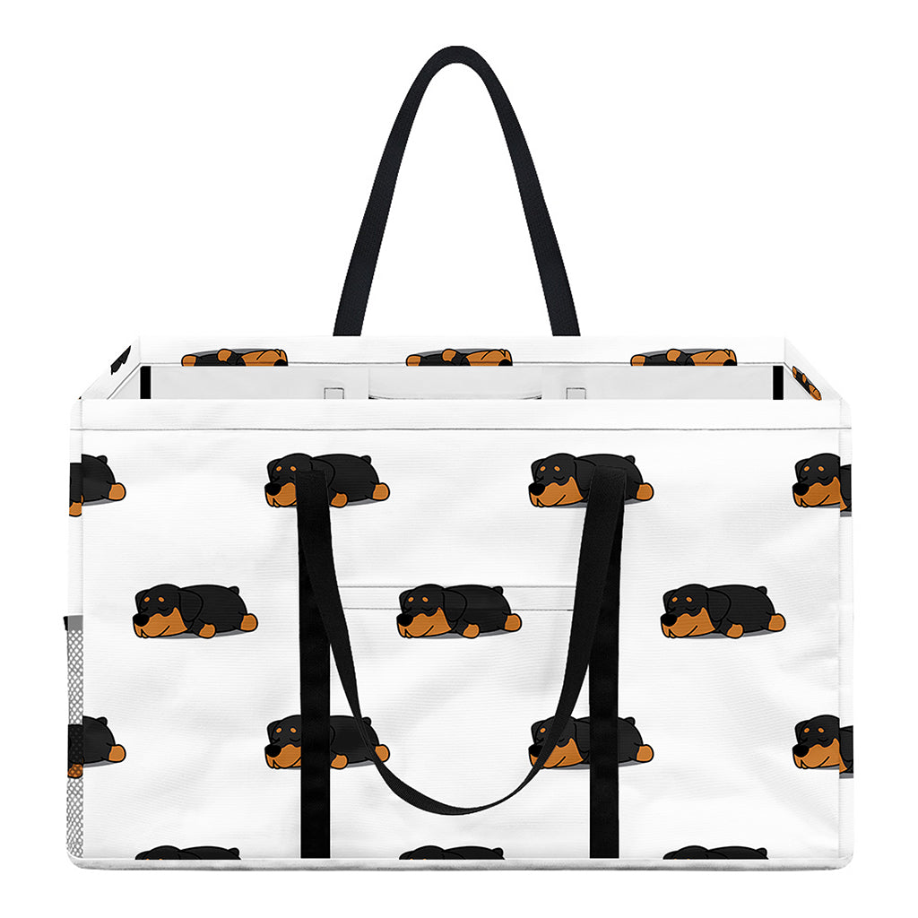 Sleeping Rottweiler Pattern Print Utility Tote Bag