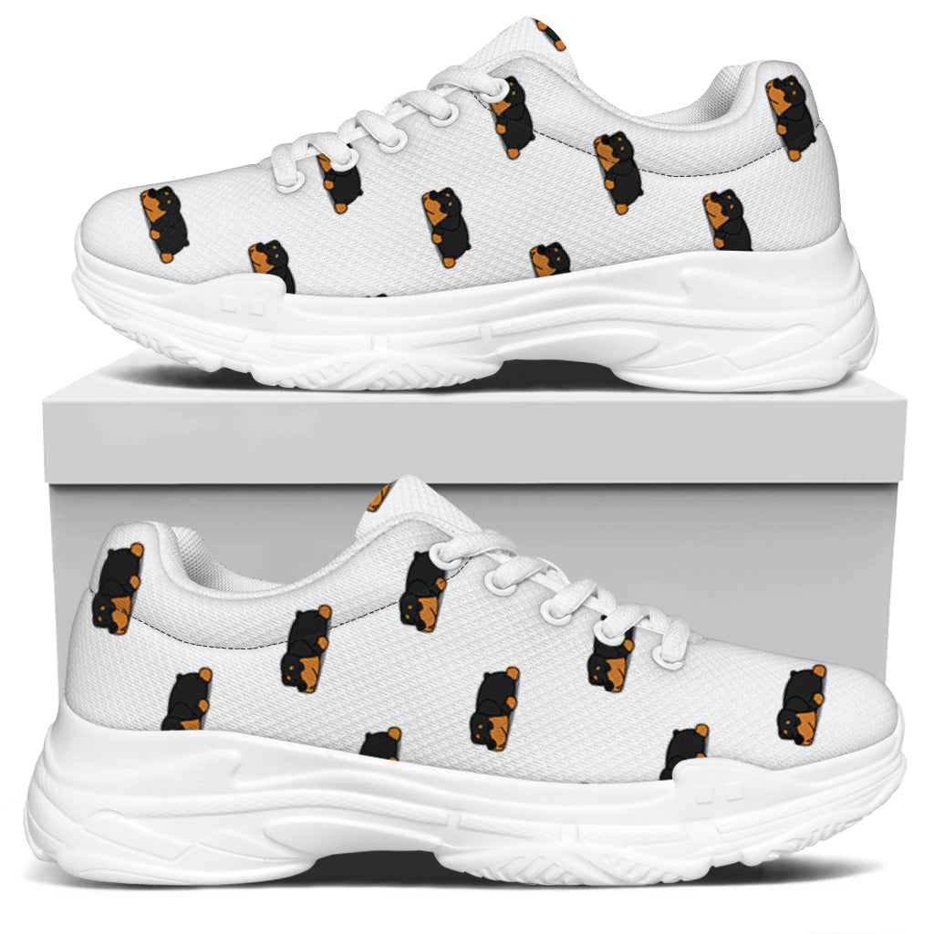 Sleeping Rottweiler Pattern Print White Chunky Shoes