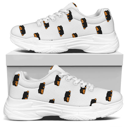 Sleeping Rottweiler Pattern Print White Chunky Shoes