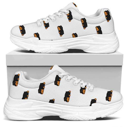Sleeping Rottweiler Pattern Print White Chunky Shoes