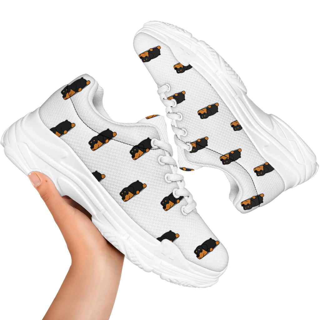 Sleeping Rottweiler Pattern Print White Chunky Shoes