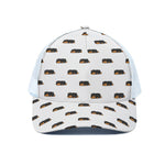 Sleeping Rottweiler Pattern Print White Mesh Trucker Cap