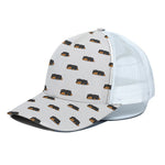 Sleeping Rottweiler Pattern Print White Mesh Trucker Cap