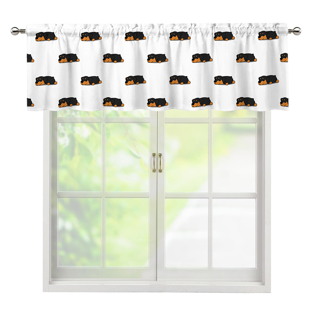 Sleeping Rottweiler Pattern Print Window Valance