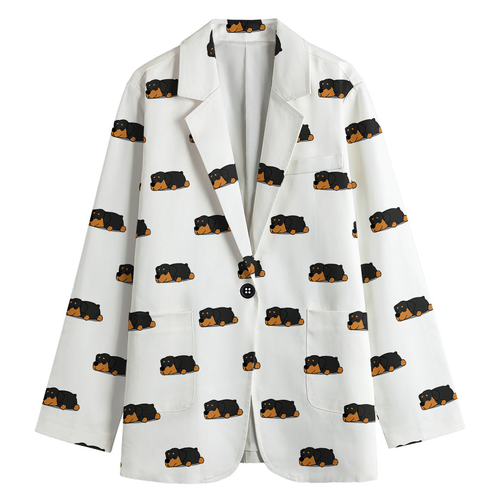 Sleeping Rottweiler Pattern Print Women's Blazer