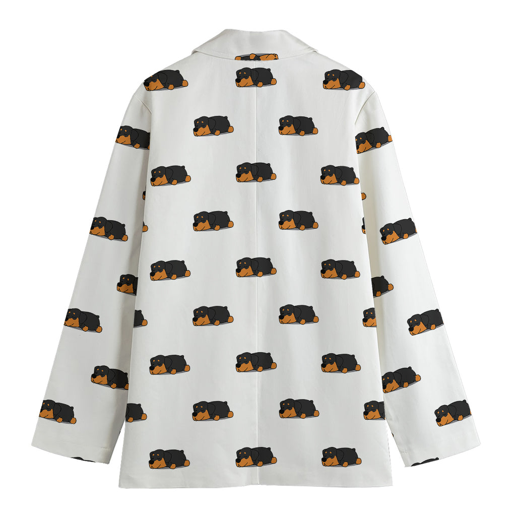 Sleeping Rottweiler Pattern Print Women's Cotton Blazer