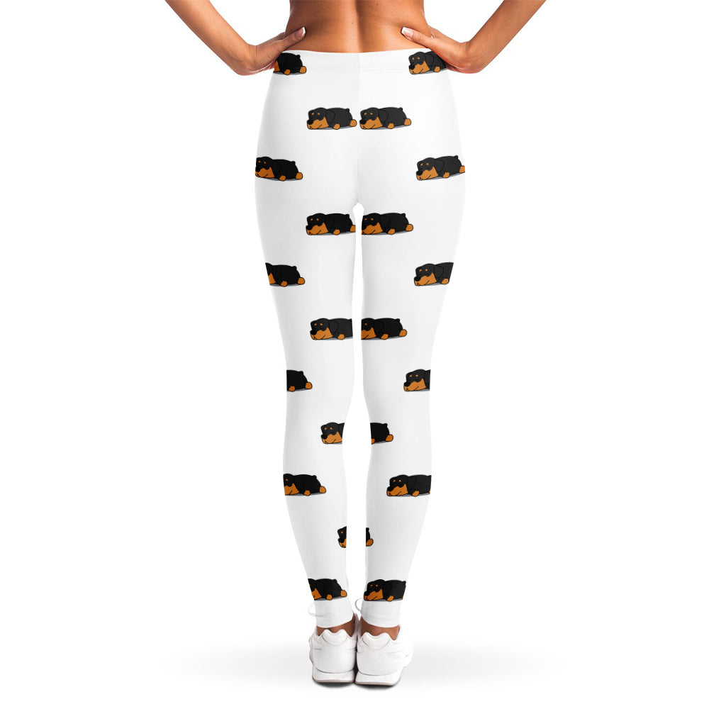 Sleeping Rottweiler Pattern Print Women's Leggings
