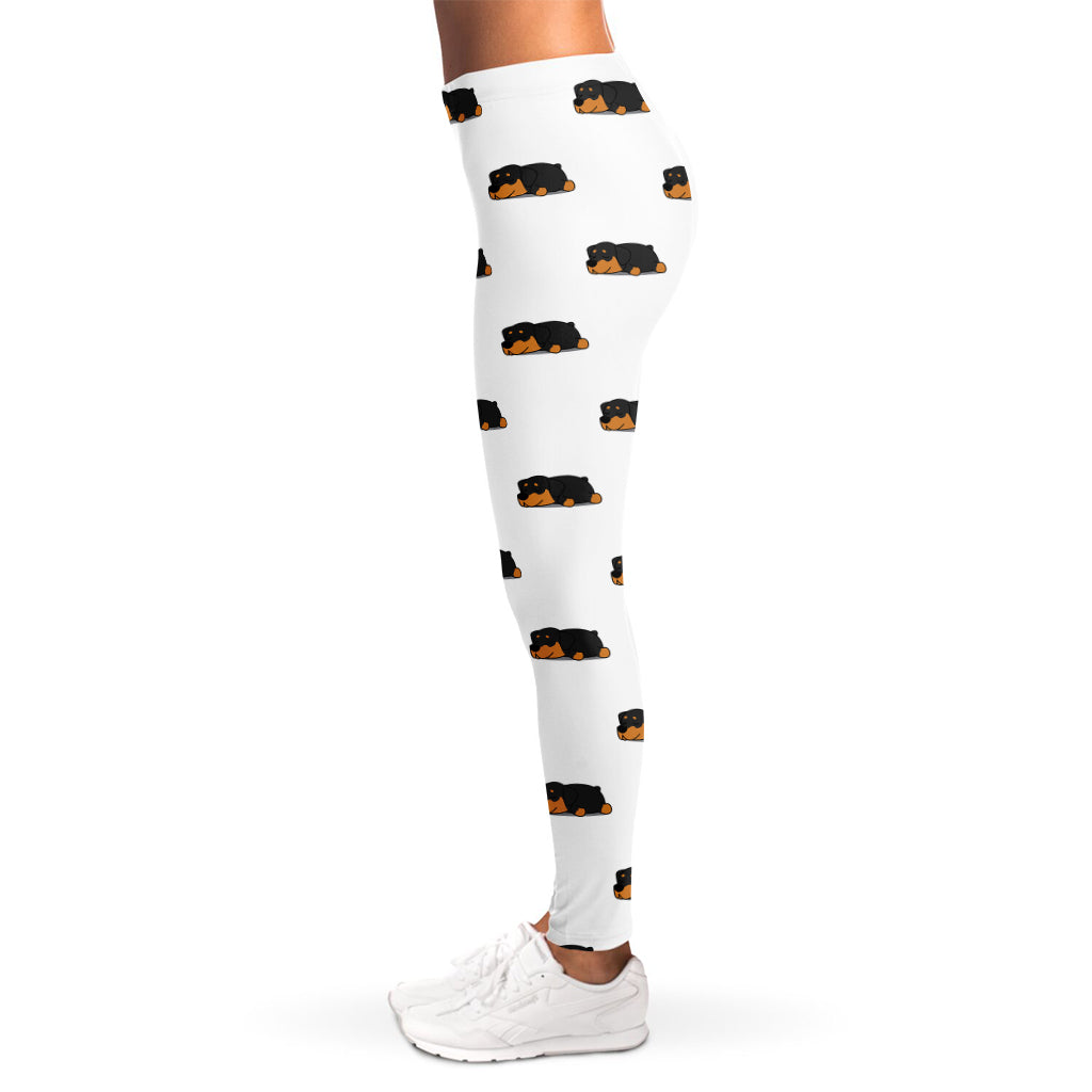 Sleeping Rottweiler Pattern Print Women's Leggings