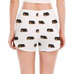 Sleeping Rottweiler Pattern Print Women's Split Running Shorts