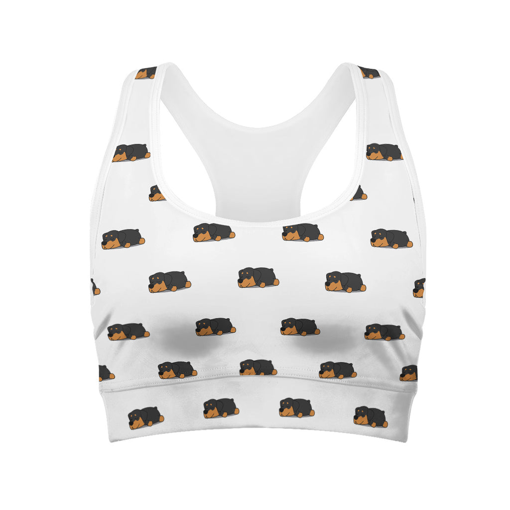 Sleeping Rottweiler Pattern Print Women's Sports Bra