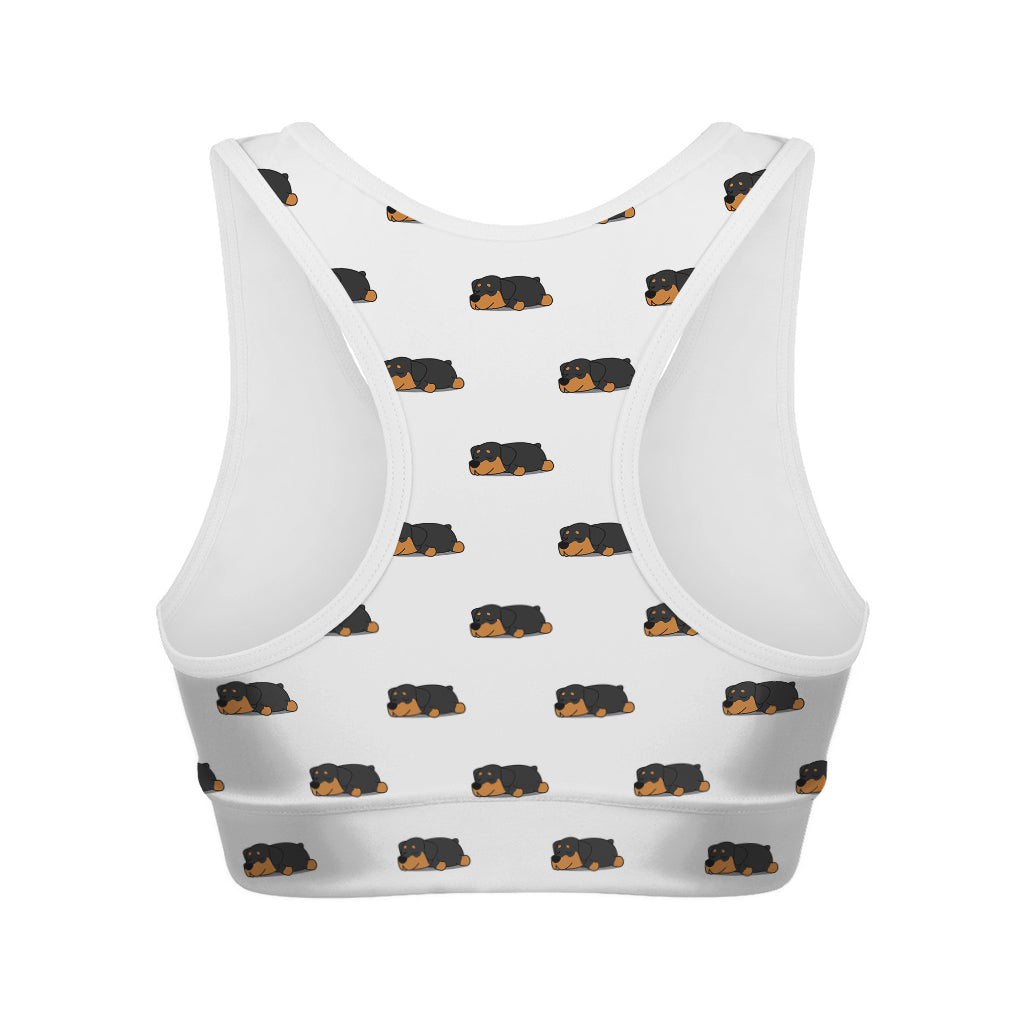 Sleeping Rottweiler Pattern Print Women's Sports Bra