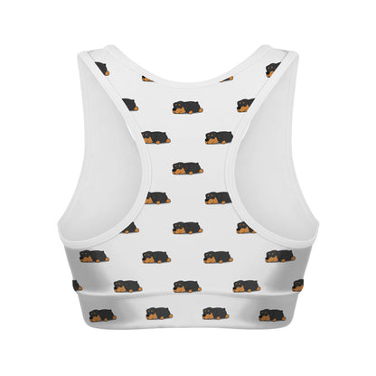 Sleeping Rottweiler Pattern Print Women's Sports Bra