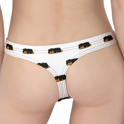 Sleeping Rottweiler Pattern Print Women's Thong