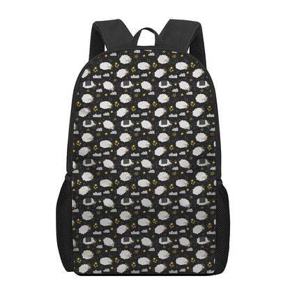 Sleeping Sheep Pattern Print 17 Inch Backpack