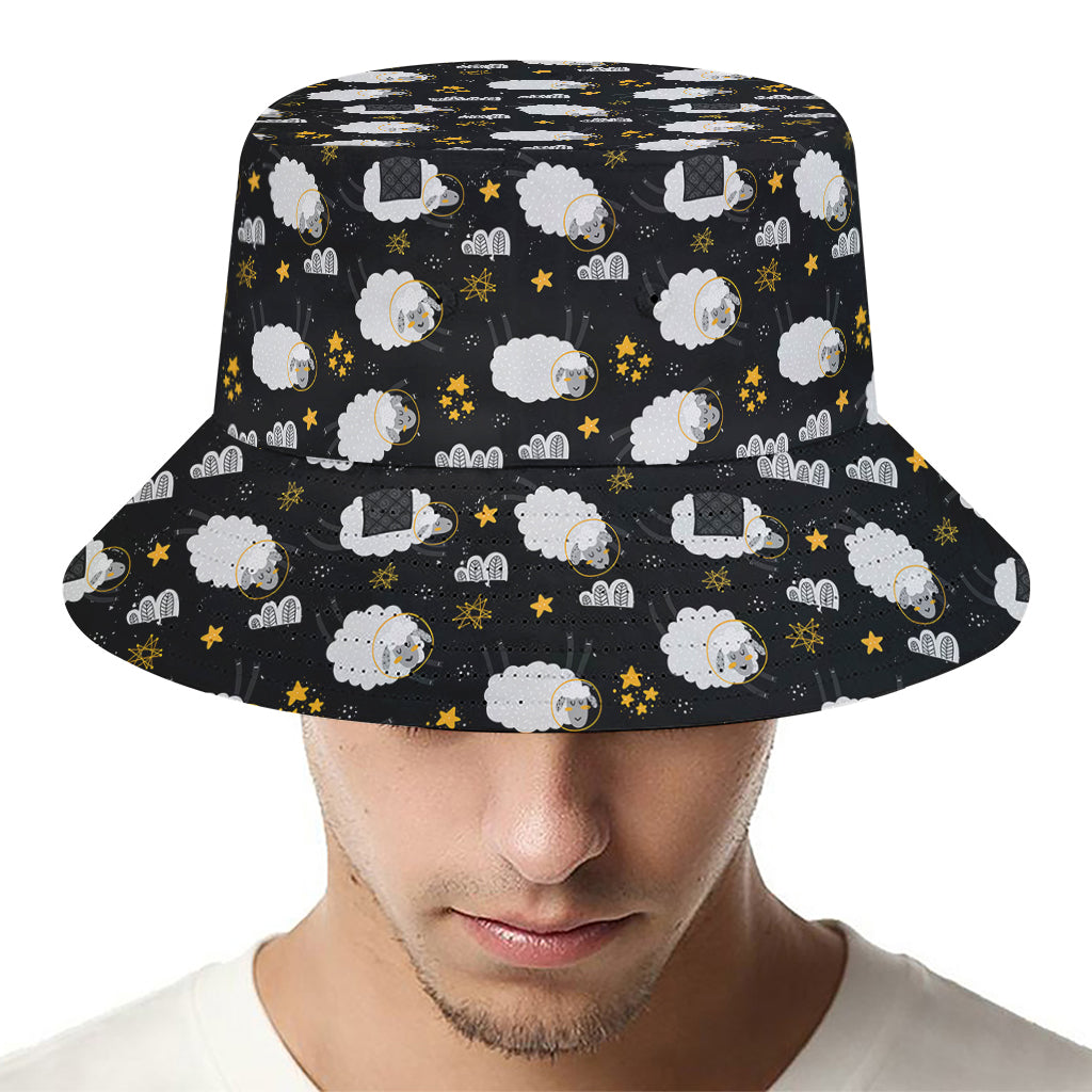 Sleeping Sheep Pattern Print Bucket Hat