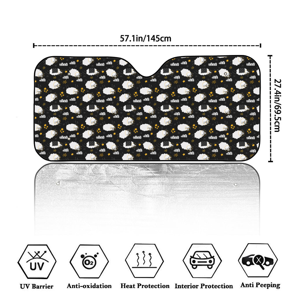 Sleeping Sheep Pattern Print Car Windshield Sun Shade