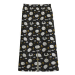 Sleeping Sheep Pattern Print Cotton Front Slit Maxi Skirt