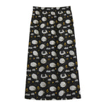 Sleeping Sheep Pattern Print Cotton Front Slit Maxi Skirt