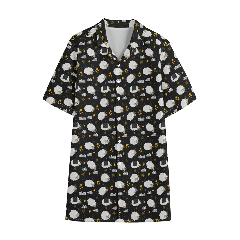 Sleeping Sheep Pattern Print Cotton Hawaiian Shirt