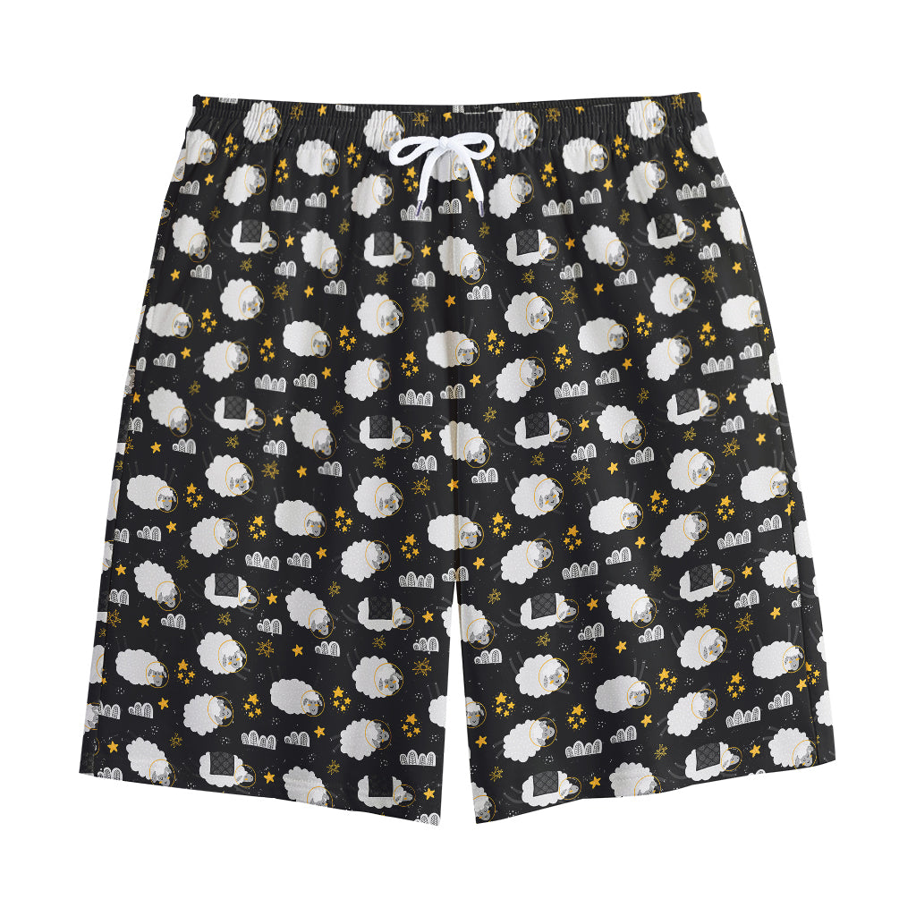 Sleeping Sheep Pattern Print Cotton Shorts