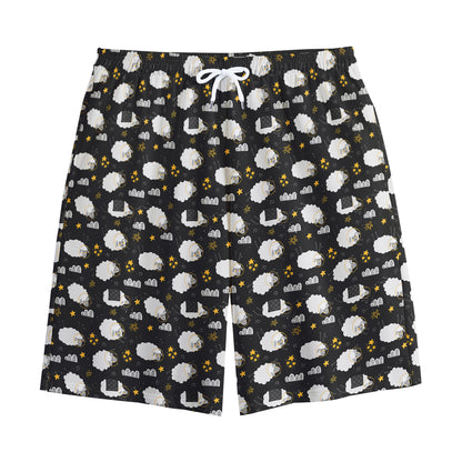 Sleeping Sheep Pattern Print Cotton Shorts