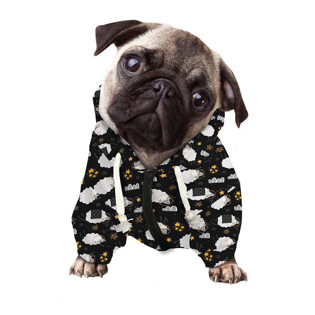 Sleeping Sheep Pattern Print Dog Zip Up Hoodie