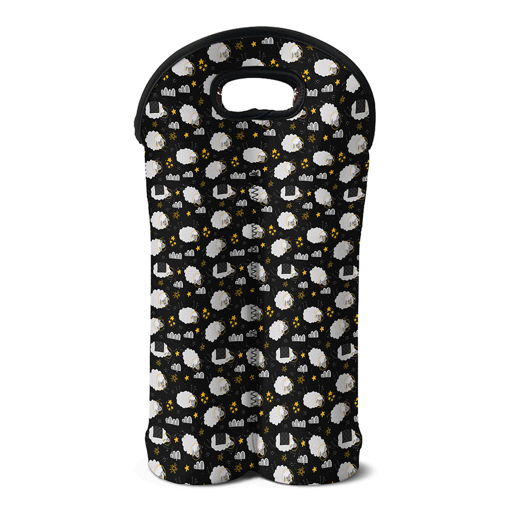 Sleeping Sheep Pattern Print Double Neoprene Wine Tote