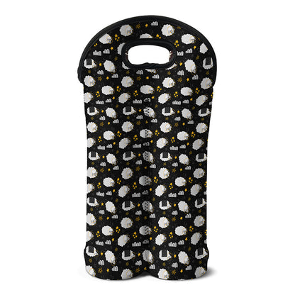 Sleeping Sheep Pattern Print Double Neoprene Wine Tote